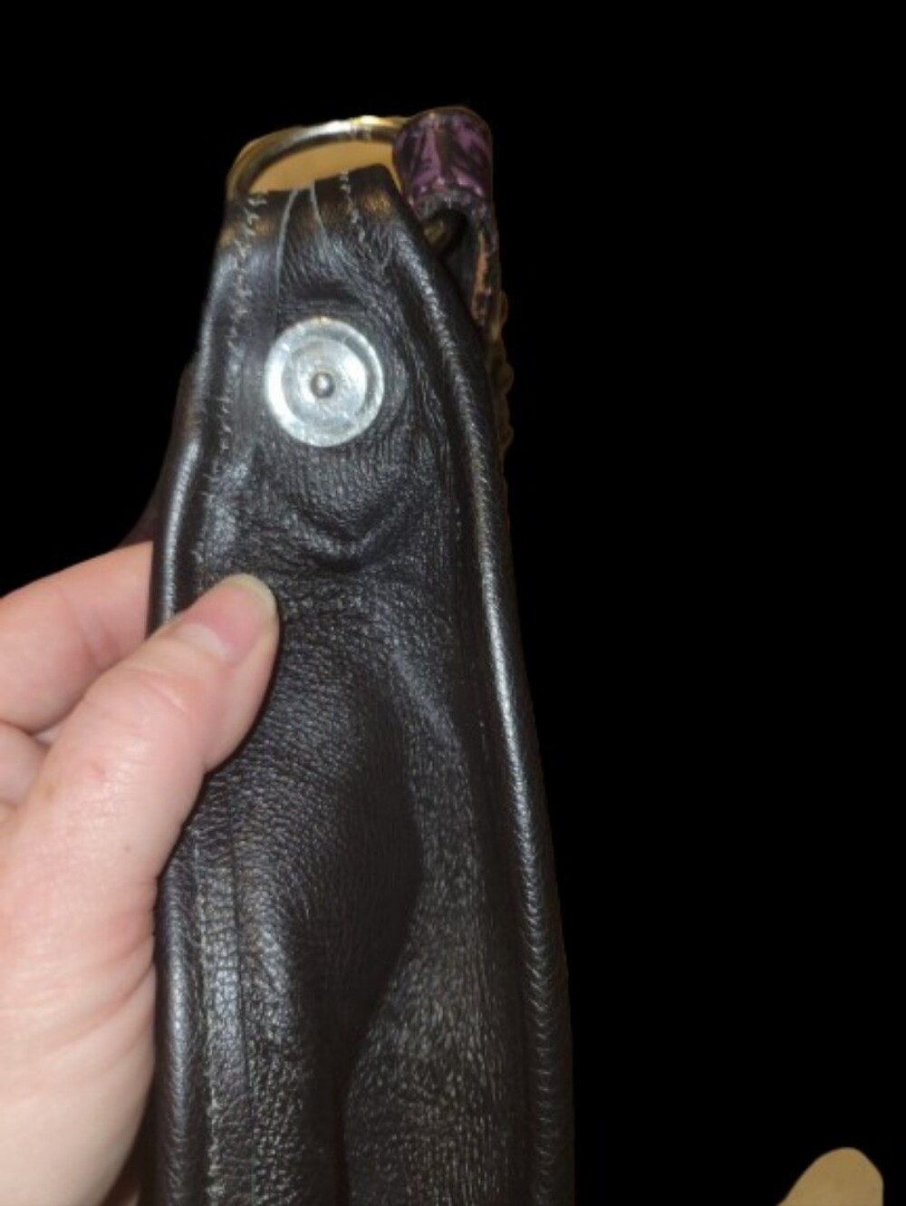 Double J Saddlery Genuine Leather Croc Purple Croc-Embossed Studded Shoulder Bag - Picture 4 of 7